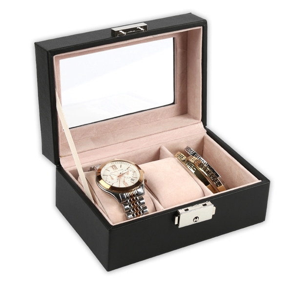 Black 3-slot leather watch case.... from ASI 73010 Natico Originals Inc