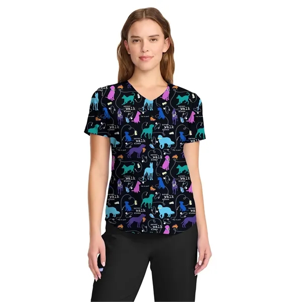 Cherokee Tooniforms V-Neck Print Top TF737... from ASI 86018 Scrub Authority / Uniform Stores