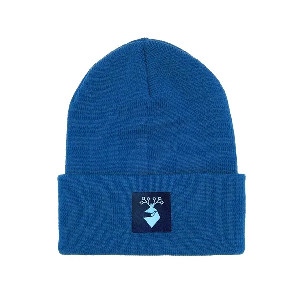 100% acrylic knit cuffed beanie decorated with a woven patch, heat... from ASI 92980 WOV-IN® / Universal Strap/Wov-In Line