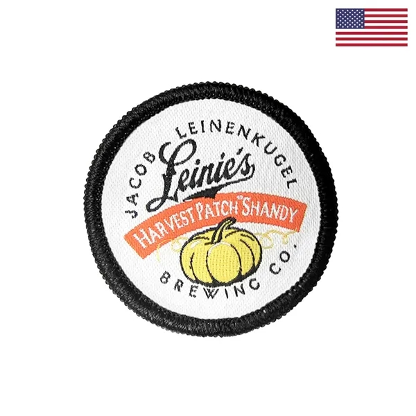 Custom woven merrowed edge patch with iron on backing; offered in... from ASI 92980 WOV-IN® / Universal Strap/Wov-In Line