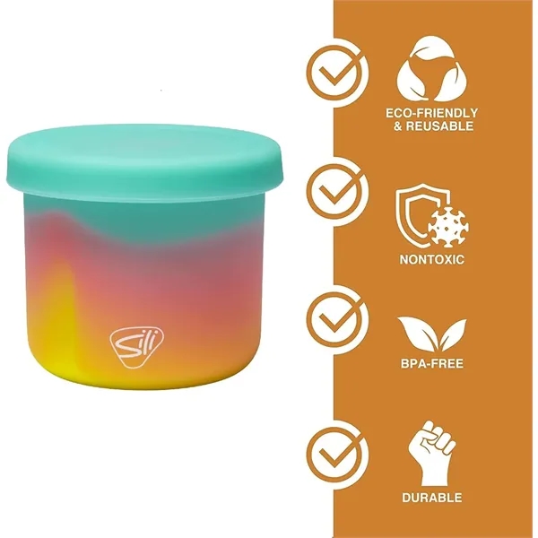 Durable 10 oz silicone bowl with secure lid, oven-safe, and perfect... from ASI 72657 Active Life Promo / Apres Ski Active Life