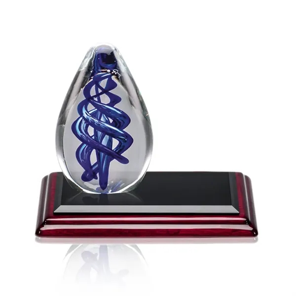 Hand blown 4" egg shape art glass award on a rosewood... from ASI 84592 St Regis Group / St Regis