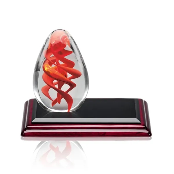 Hand blown art glass egg shape award on a rosewood Albion... from ASI 84592 St Regis Group / St Regis