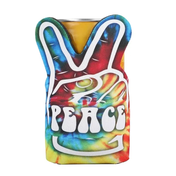 A can cooler shaped like the peace sign, perfect for playful... from ASI 61966 HPG / Best Promotions USA