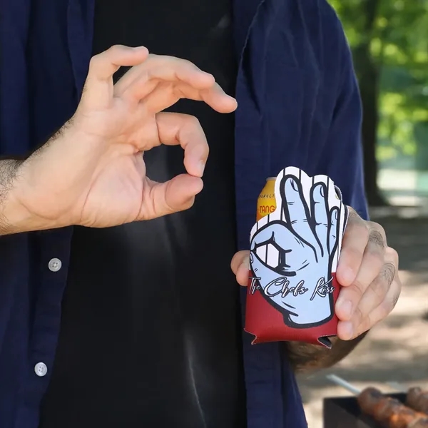 A playful can cooler shaped like the classic "OK" hand sign,... from ASI 61966 HPG / Best Promotions USA