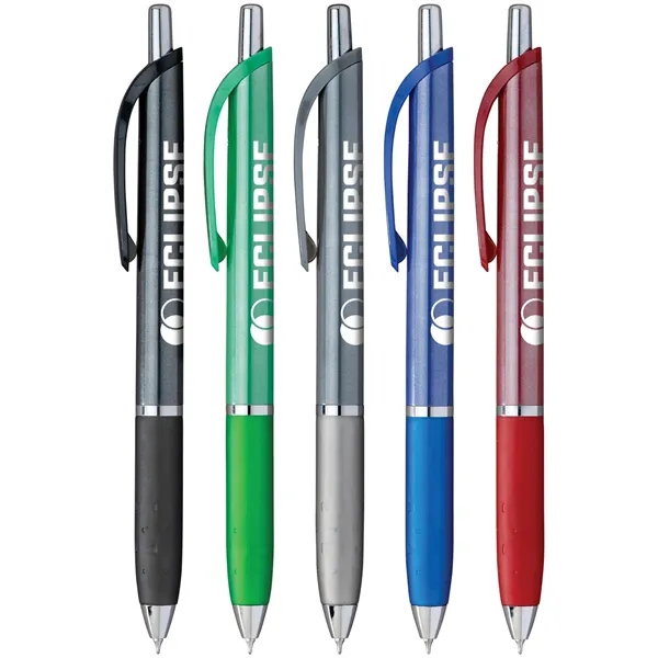 Glossy fashion pen with chrome accents, jumbo shimmering grip, and smooth... from ASI 61966 HPG / Hub Pen