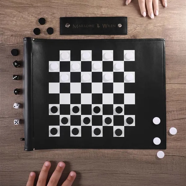 Premium roll-up travel game set with chess, checkers and backgammon in... from ASI 61966 HPG / OrigAudio HPG Gold