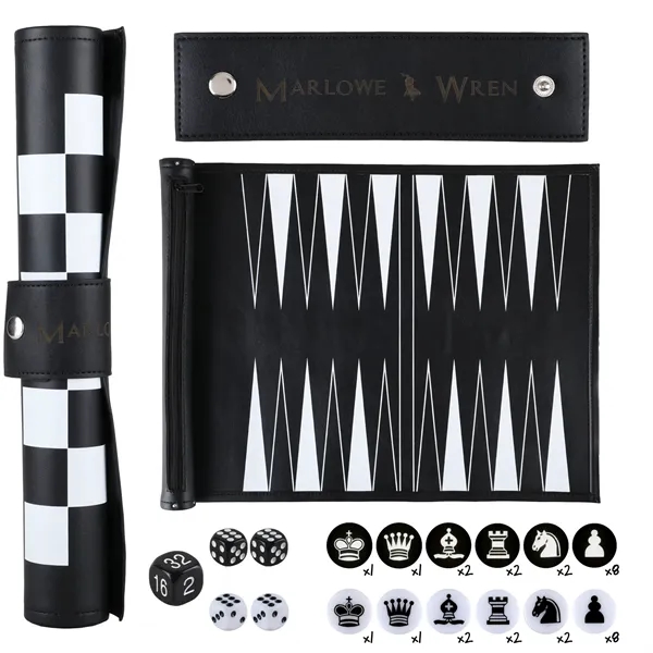 Premium roll-up travel game set with chess, checkers and backgammon in... from ASI 61966 HPG / OrigAudio HPG Gold