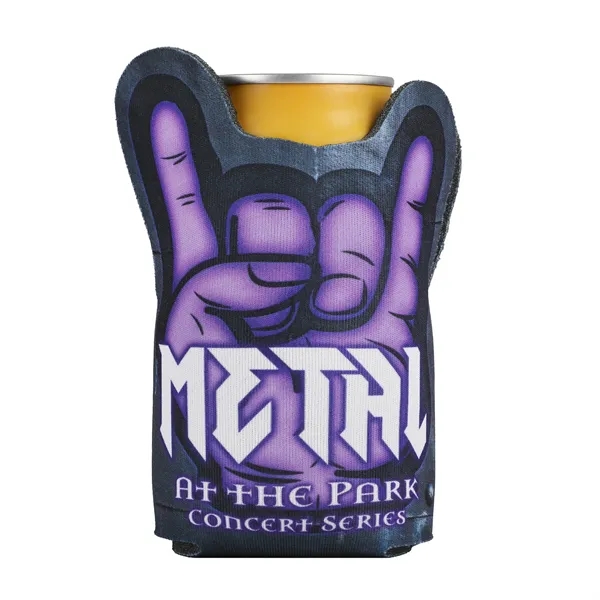 An American Made can cooler shaped like the rock hand sign... from ASI 61966 HPG / Best Promotions USA