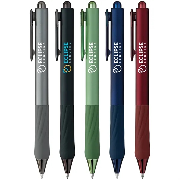 Shimmering metallic gel pen with a soft-touch finish and sculpted grip... from ASI 61966 HPG / Hub Pen