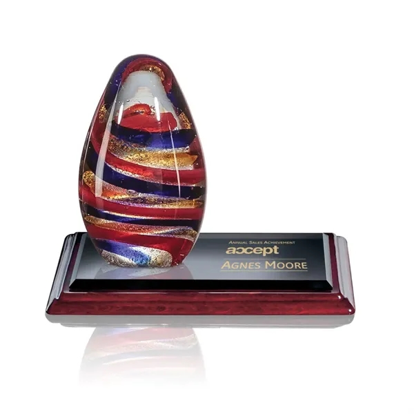 Marvelously constructed art glass award on a rosewood Albion base.... from ASI 84592 St Regis Group / St Regis