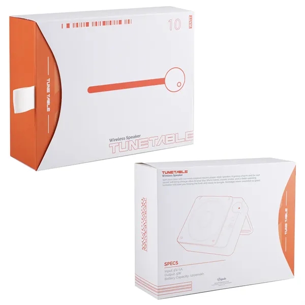 A turntable-inspired wireless speaker that introduces vintage charm to modern sound... from ASI 61966 HPG / OrigAudio