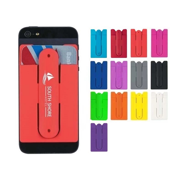 Silicone wallet with stand that has adhesive to stick to the... from ASI 37218 Athena Promo (tm)