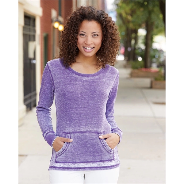 Women's vintage zen thermal long sleeve T-shirt with acid washing. Blank... from ASI 84358 S&S Activewear