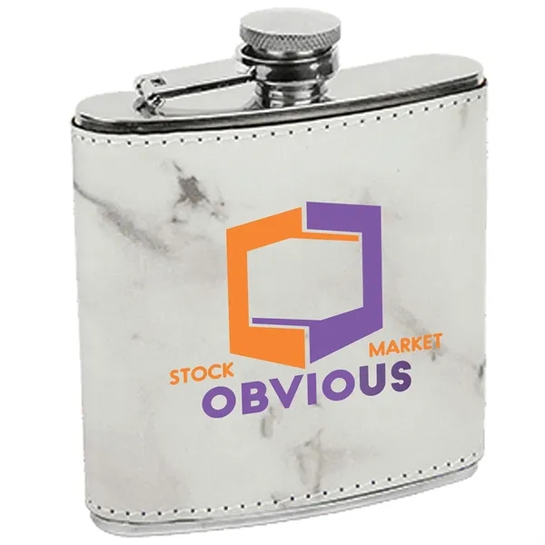 Stainless steel six ounce capacity flash with marble-look PU leatherette exterior... from ASI 74601 Calico