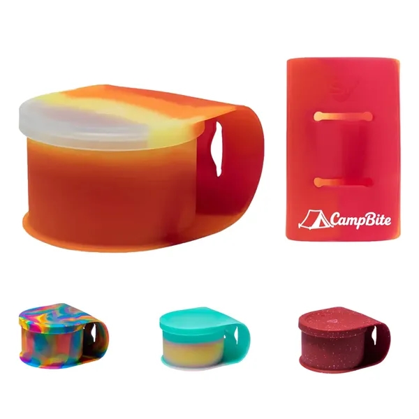 Durable 20 oz silicone bowl with lid and utensil holder, ready... from ASI 72657 Active Life Promo / Apres Ski Active Life