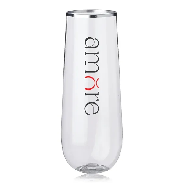 9 oz. plastic stemless flute glass with silver rim.... from ASI 39552 BEL Promo