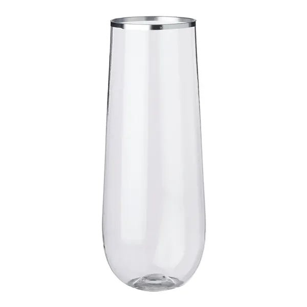 9 oz. plastic stemless flute glass with silver rim.... from ASI 39552 BEL Promo
