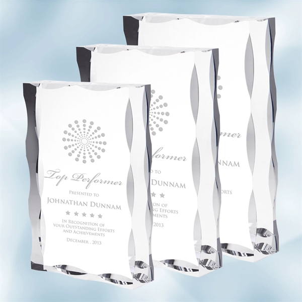 Plaque made of acrylic with a vertical/horizontal configuration and waved edge.... from ASI 47791 Best Deal Awards