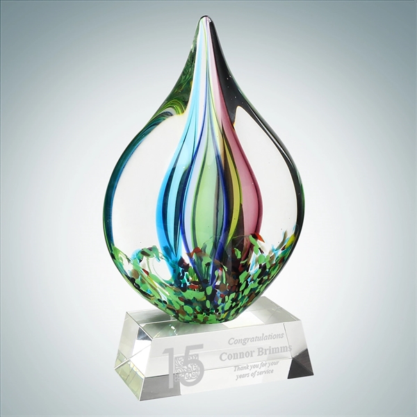 Art glass Coral award with vibrant green hue and a clear... from ASI 47791 Best Deal Awards