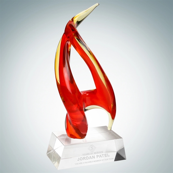 Art glass Inferno award with vibrant red hue and a clear... from ASI 47791 Best Deal Awards