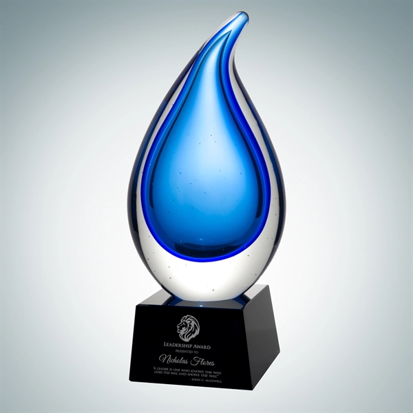 Art glass Rain Drop award with vibrant green hue and a... from ASI 47791 Best Deal Awards