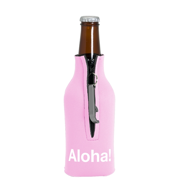 Blank zippered bottle insulator with opener, 1/8" high-density open-cell scuba foam.... from ASI 74710 Numo / NUMO