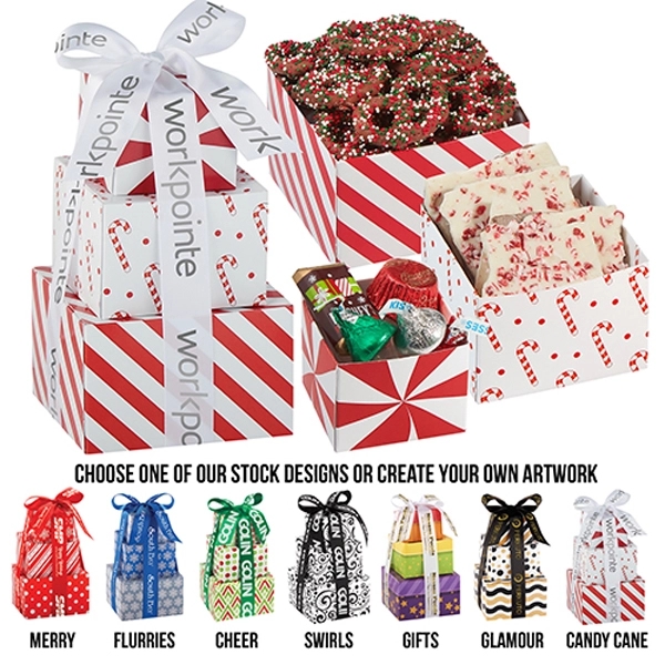 10.2 oz. of Milk Chocolate Covered Holiday Sprinkled Pretzels, Peppermint Bark... from ASI 71685 Midnite Snax®
