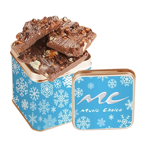 This gift tin includes 8.5 oz. of chocolate bark.... from ASI 71685 Midnite Snax®