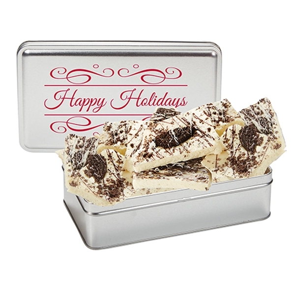 This large gift tin includes 14.5 oz. of chocolate bark.... from ASI 71685 Midnite Snax®