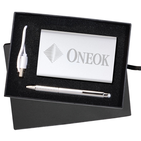 Gift set featuring a 4000 mAh power bank and stylus pen.... from ASI 57655 STOPNGO Line