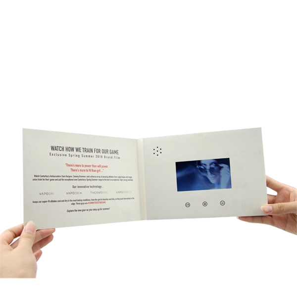8.26" x 5.91" (folded) bi-fold video brochure with a built-in LCD... from ASI 37218 Athena Promo (tm)