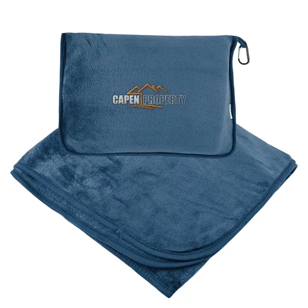 40" x 60" rPET fleece blanket with zippered pouch and trolley... from ASI 61125 Hit Promotional Products / Hit®