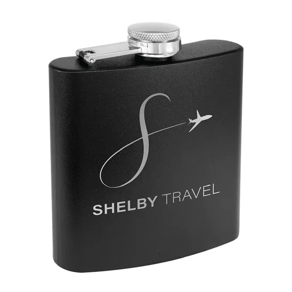 6 oz. matte powder coated stainless steel flask with laser engraving... from ASI 74601 Calico