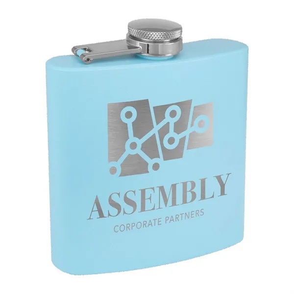 6 oz. matte powder coated stainless steel flask with laser engraving... from ASI 74601 Calico