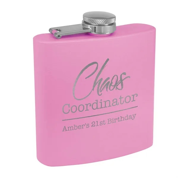 6 oz. matte powder coated stainless steel flask with laser engraving... from ASI 74601 Calico