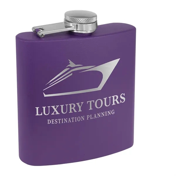 6 oz. matte powder coated stainless steel flask with laser engraving... from ASI 74601 Calico