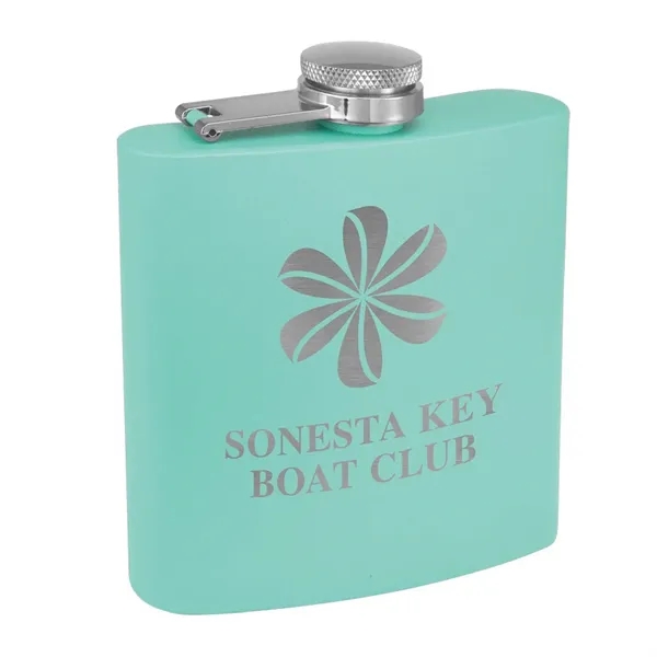 6 oz. matte powder coated stainless steel flask with laser engraving... from ASI 74601 Calico