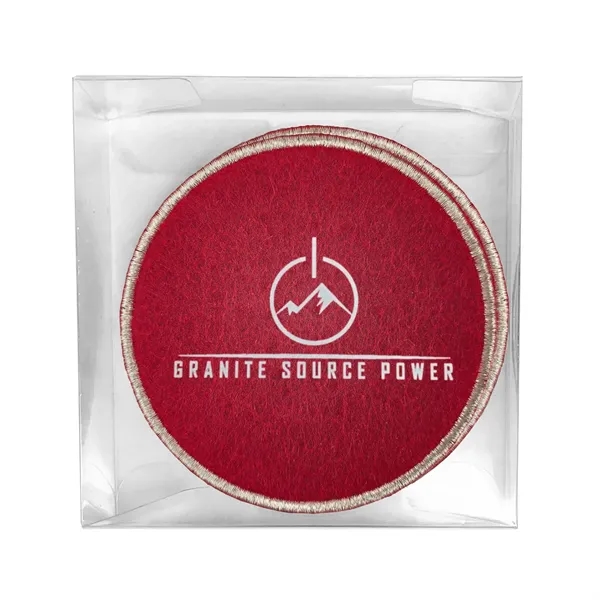 Polyester Felt coaster with metallic stitched edge border decorated with Direct... from ASI 90160 Suntex Industries