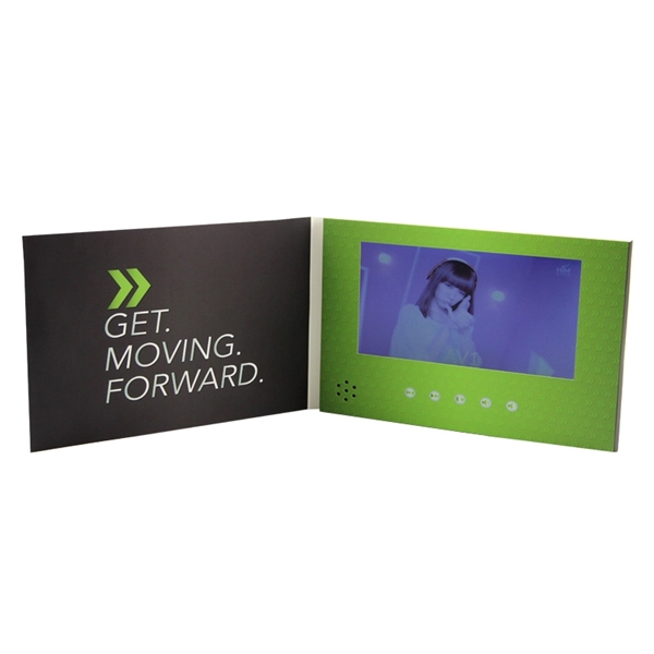 8.26" x 5.91" (folded) bi-fold video brochure with a built-in LCD... from ASI 37218 Athena Promo (tm)
