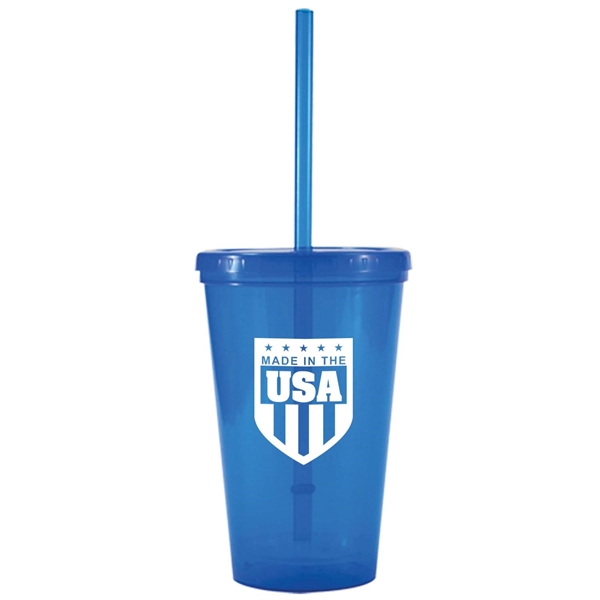 16 oz. Bolero Double-Wall, Polypropylene Tumbler with Lid and Straw. Made... from ASI 80060 VisionUSA