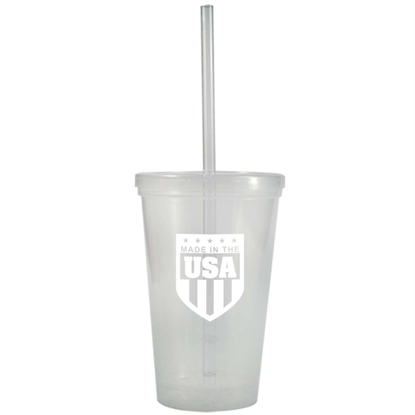 16 oz. Bolero Double-Wall, Polypropylene Tumbler with Lid and Straw. Made... from ASI 80060 VisionUSA