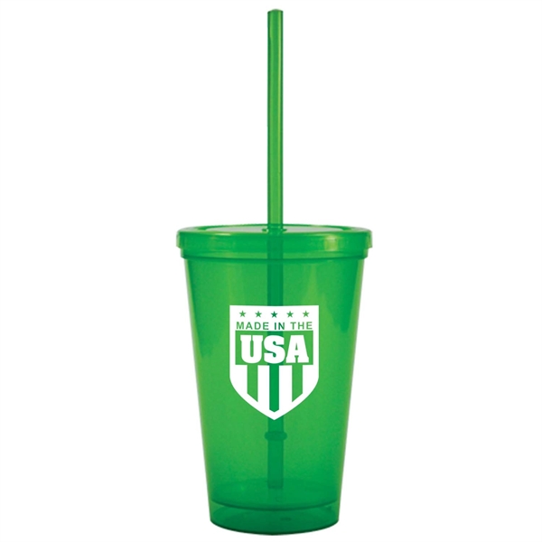 16 oz. Bolero Double-Wall, Polypropylene Tumbler with Lid and Straw. Made... from ASI 80060 VisionUSA