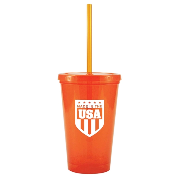 16 oz. Bolero Double-Wall, Polypropylene Tumbler with Lid and Straw. Made... from ASI 80060 VisionUSA