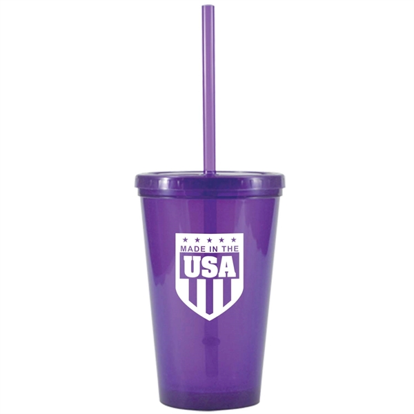 16 oz. Bolero Double-Wall, Polypropylene Tumbler with Lid and Straw. Made... from ASI 80060 VisionUSA