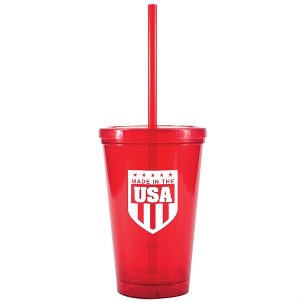 16 oz. Bolero Double-Wall, Polypropylene Tumbler with Lid and Straw. Made... from ASI 80060 VisionUSA