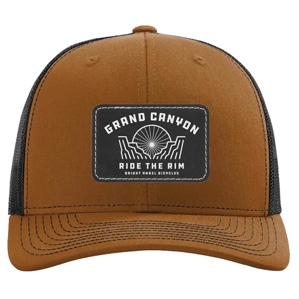 Richardson 112 snapback six-panel cotton and polyester trucker cap with leatherette... from ASI 74601 Calico