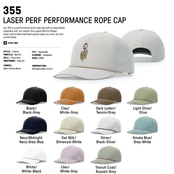 Richardson #355 Laser Perf Rope Cap with patch or embroidery. ... from ASI 74601 Calico