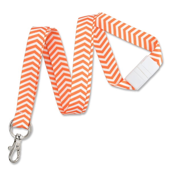Eye-catching lanyards are pre-printed with a dye-sub zig-zag pattern. Trigger snap... from ASI 79898 Promovision / PROMOVISION