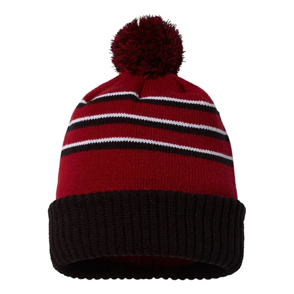 Richardson Stripe Pom Beanie With Cuff... from ASI 84358 S&S Activewear
